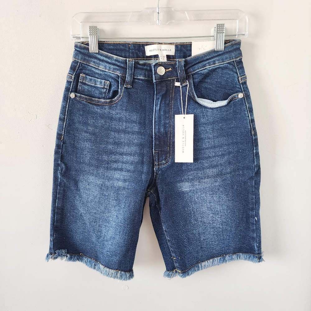 Hustle‎ N Holla Amaya Midi High Rise Denim Shorts